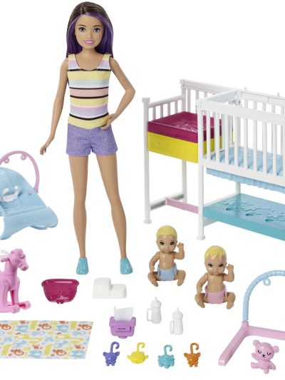 Barbie Skipper Babysitters Inc. Nap n Nurture Nursery Playset With Brunette Doll, Baby And Accessories