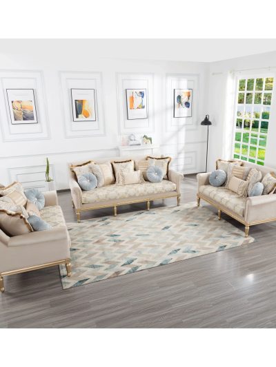 84in Modern Velvet Sofa Set, 3-Seater Couch With Loveseat, Beige