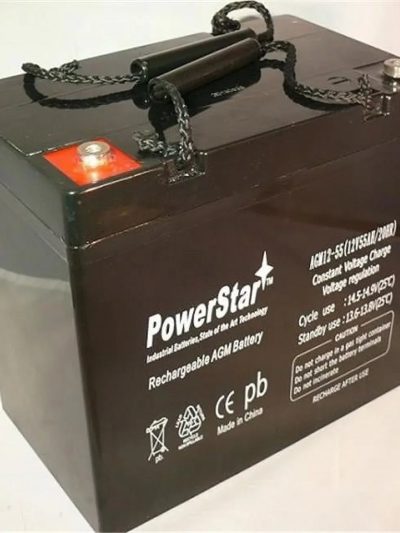 BatteryJack AGM12-55-202 High Current Battery, Black, 12 V 55Ah 1400 Watts NB-T5 - H00255-BLACK-00001
