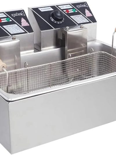 12 Liter Stainless Steel Deep Fryer With Basket Strainer, Adjustable Temperature And Timer