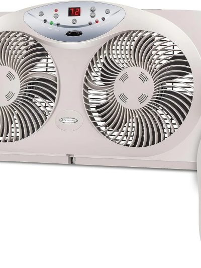 Bionaire Twin Window Fan With Reversible Airflow, 3 Speeds And Remote Control