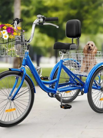 26-Inch Adult Tricycle - 7-Speed Heavy-Duty 3-Wheeled Bicycle