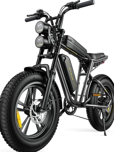 AKEZ Retro Style 1000W Electric Bike, 28 Mph, 94 Mile Range, 20 x 4.0 inch Fat Tires, 7-Speed