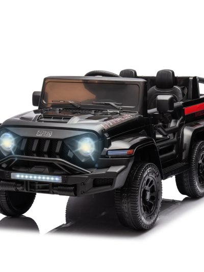 24V 6-Wheel 4WD Kids' Ride-On Pickup Truck With Remote Control - Black