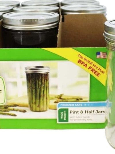 Ball Wide Mouth Glass Mason Canning Jars With Lids, 24 Oz, 9 Pack