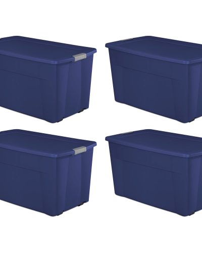 45 Gallon Wheeled Latch Tote, Stadium Blue, Case Of 4 - 36 5/8 Inch X 21 Inch X 19 1/2 Inch
