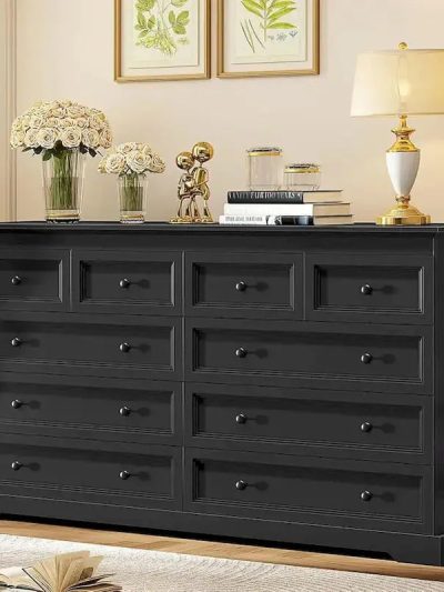 10-Drawer Wooden Dresser - Tall Chest Of Drawers