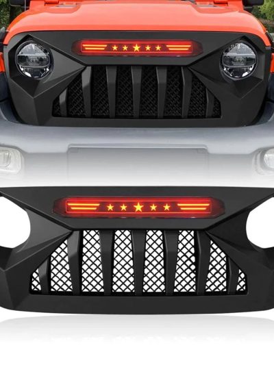 AMERICAN MODIFIED Demon Grille With Red Lights For 18-21 Wrangler/Gladiator