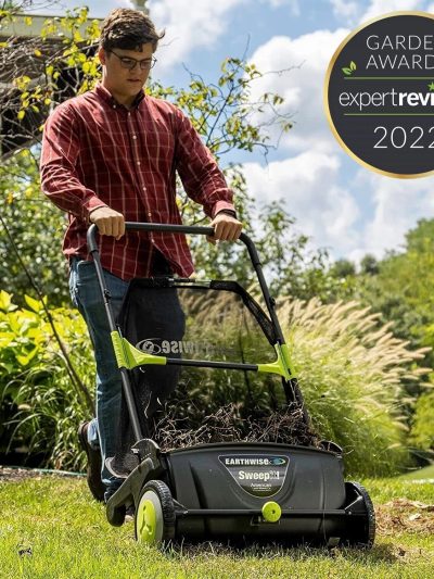21-Inch Large Push Lawn Grass Sweeper With 26 Gal Hopper Bag