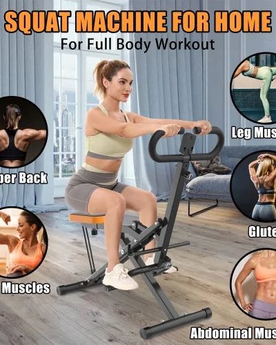 ACE-FIT Foldable Squat Machine With Resistance Bands, 250 LBS, 35.43in L x 22.83in W x 43.70in H