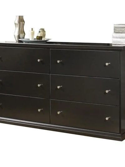 Ashley Furniture 6-Drawer Solid Wood Double Dresser, Matte Black - Maribel