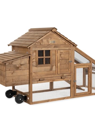Best Choice Products Mobile Fir Wood Chicken Coop Tractor, 70in, Wheels, 2 Doors, Nest Box, Removable Tray