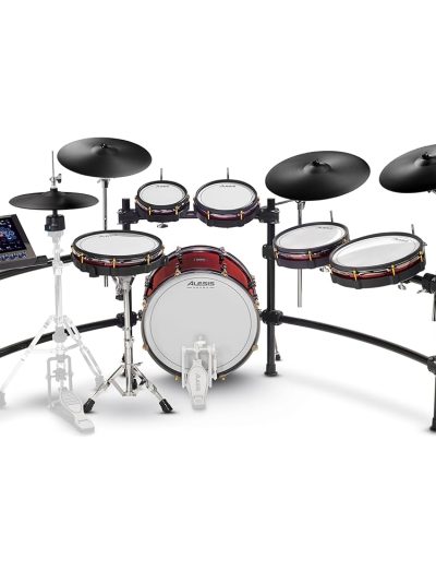 Alesis Strata Prime 10-Piece Electric Drum Set, Red, 20 inch Kick, Mesh Heads - Strata Prime