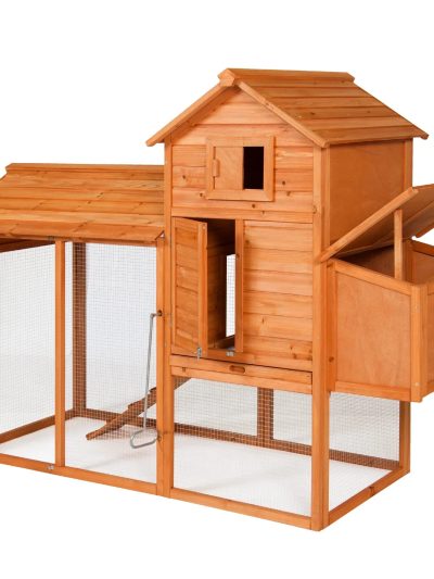 Best Choice Products 80in Wooden Chicken Coop Multi-Level Hen House With Wire Fence