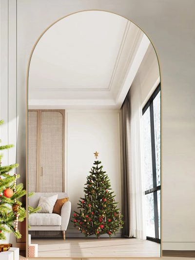 Arched Full-Length Wood Floor Mirror, Black Or Gold, 65x22/71x24/71x28/71x32