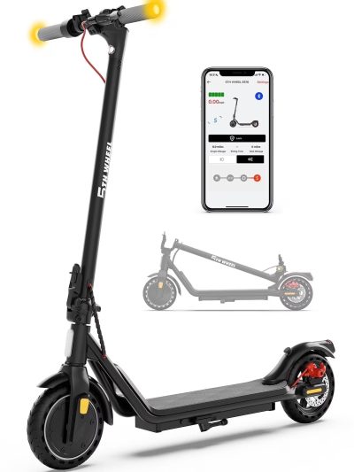 5TH WHEEL Electric Scooter With Turn Signals, 300W, 8.5 in Solid Tires, 18 mph, 12 Miles, Black - W16S