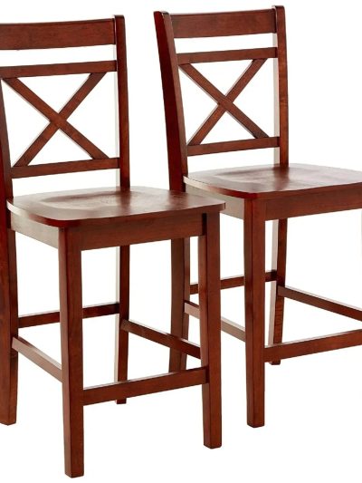 Acme Counter Height Chair Set Of 2, Cherry Finish - Tartys