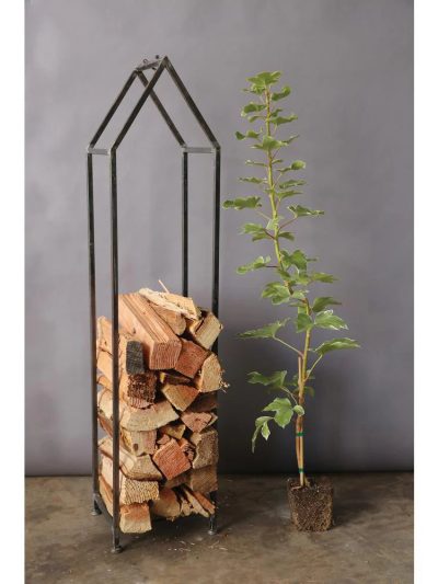3R Studios House Shaped Metal Log Holder, 13 in. L x 12.5 in. W x 55.75 in. H
