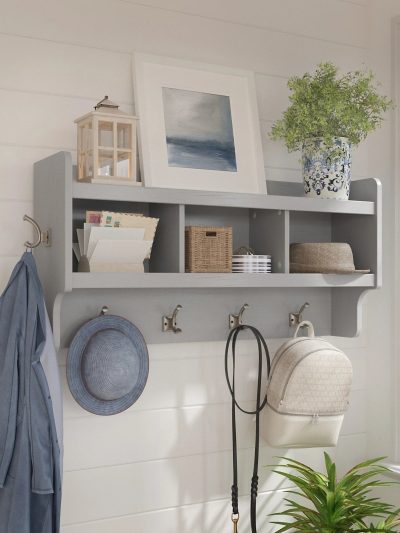 40 Inch Wall Mounted Coat Rack With Shelf and Cubbies